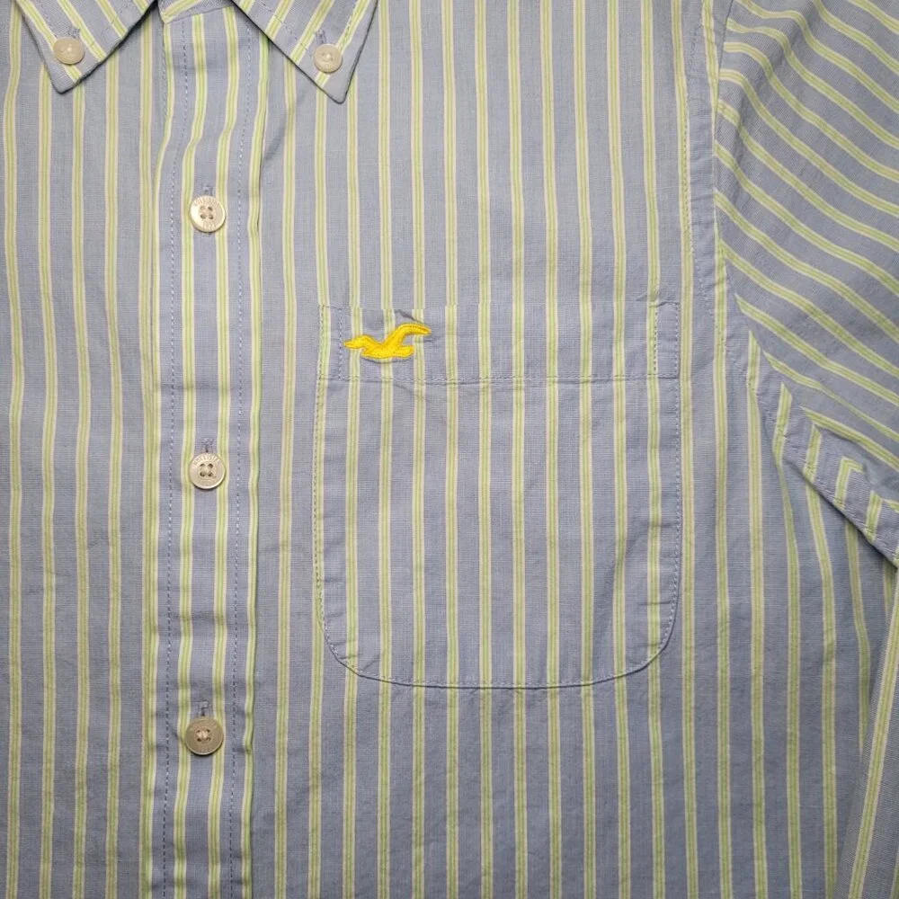 Hollister Mens Long Sleeve Striped Button Down Oxford Shirt Large Y2K Coastal - Picture 4 of 9